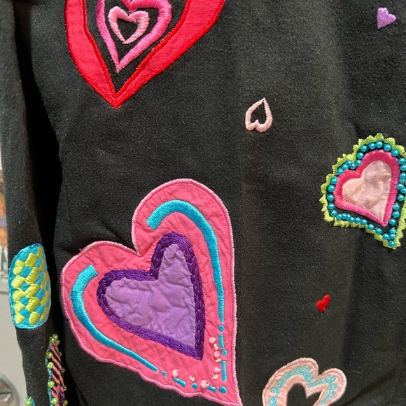 Michael Simon embroidered heart design cotton-cropped cardigan -Large- VG cond. - Picture 5 of 10